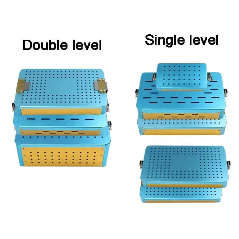 GREATLH  Sterilising Tray Case Autoclavable Disinfection Box  Double Level Sterilizer Box  Opthalmic Dental Surgical Instrument