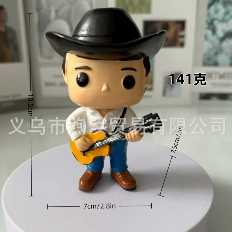 Mini figure with cowboy hat and acoustic guitar