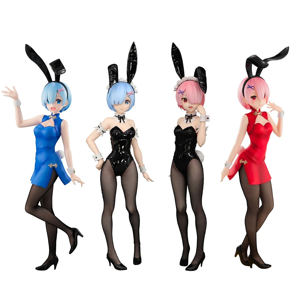Figurines Re:Zero – Ram & Rem Bunny Style 1/4, PVC, Modèle Adulte