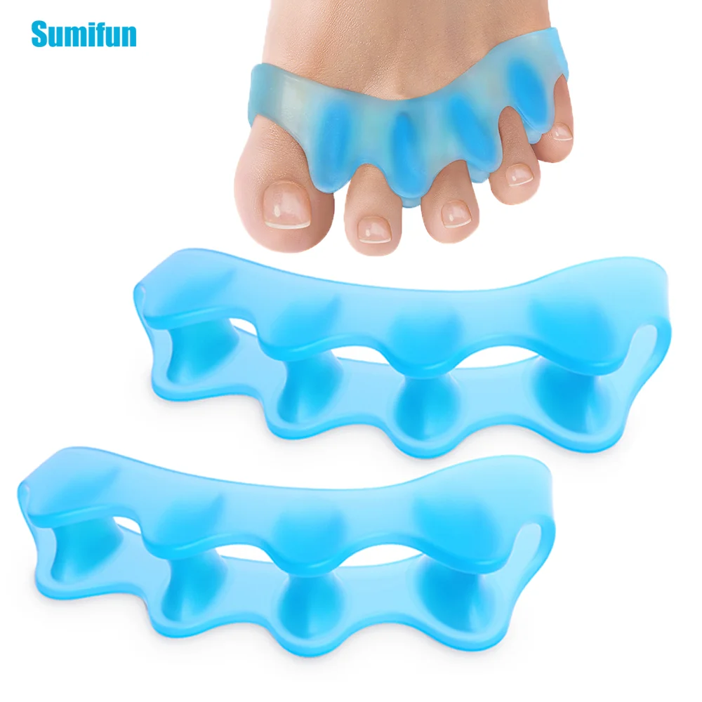 2Pcs/pair Sumifun Blue Silicone Five Hole Toe Separator Protecting Toes Eversion Foot Medical Health Care Tool Correction Toes 1 pair autumn winter knitted woolen gloves fashion y2k men s women s half finger warm five pointed star fingerless gloves