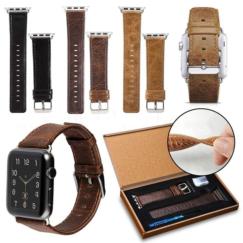 

Genuine Leather For Apple Watch Band 44mm 40mm 42mm 38mm Series 6 5 4 3 2 iwatch Band Quality Cow Leather Apple Watch Strap