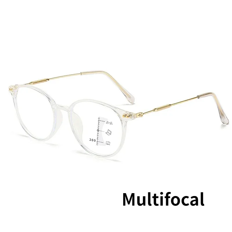 Chic Round Frame Multifocal Anti-Blue Light Reading Glasses