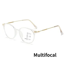Chic Round Frame Multifocal Anti - Blue Light Reading Glasses - 4.0 (Multifocal - clear)