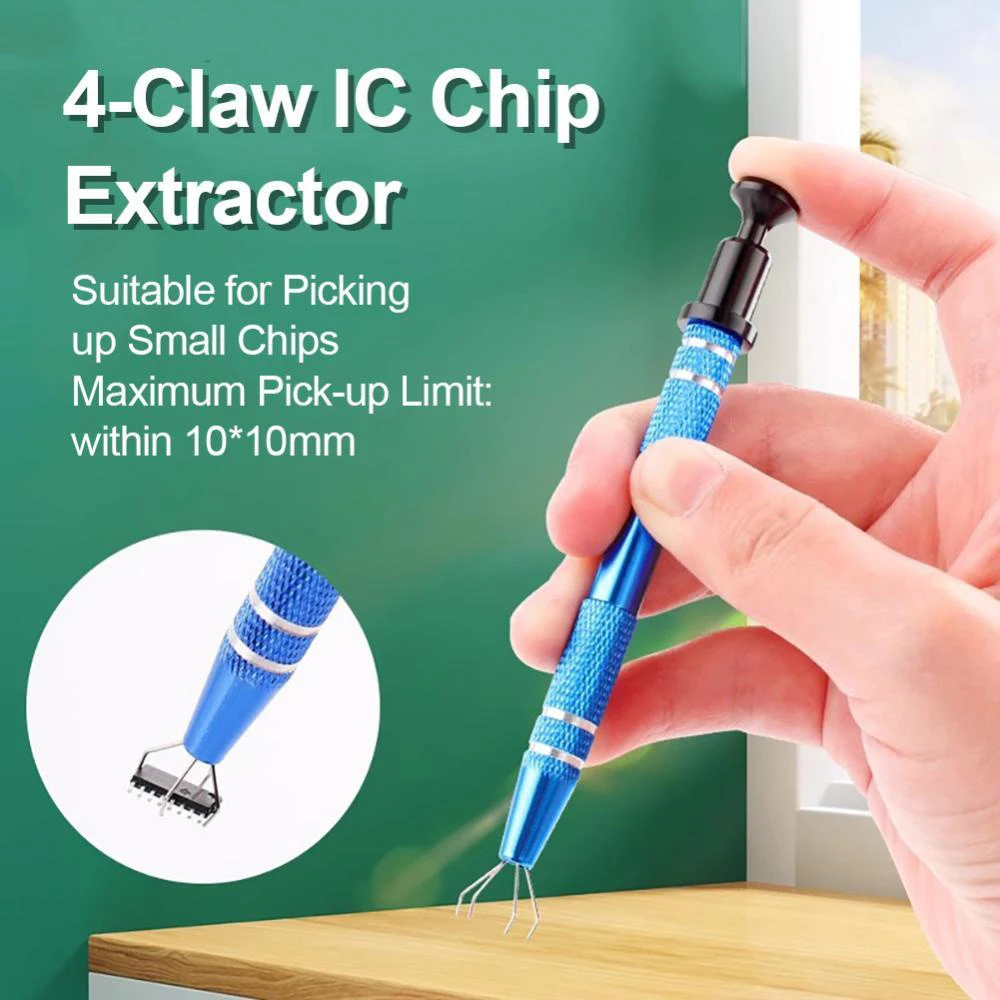 Ic Extractor Electronic Components Blue Four-claw Pick Up Pen Hand Tool  Chip Pick Up Ic Pick Up Phone Repair Tool Ic Chip Pick Up Screw Precision  Electronic Component Parts Pick Up Capacitor