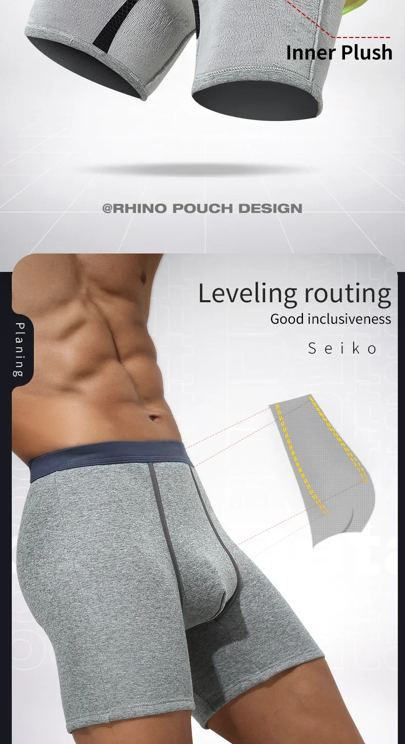 Men's thermal underwear men's fleece thickened anti-wear leg lengthened boxers autumn winter boxer shorts head