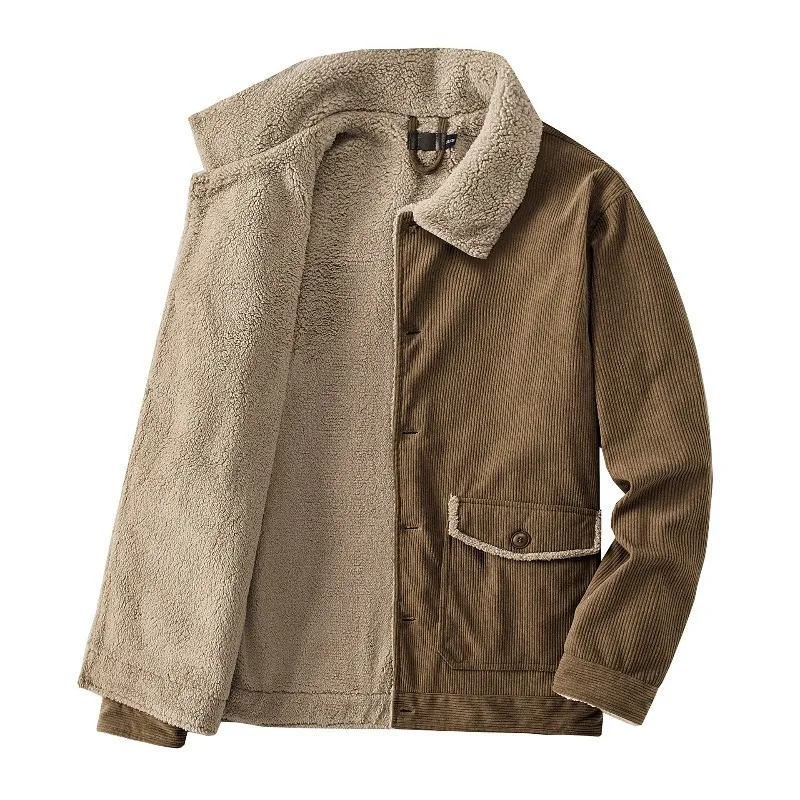 

Men's fleece plus-size corduroy lapel jacket men's fleece top jacket