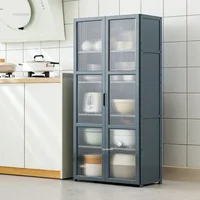 Multi-functional Kitchen Cabinets Household Storage Cabinet Nordic Minimalist Floor-standing Dish Microwave Pot Kitchen Cabinet 1