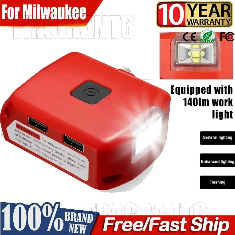 USB Charger Power Source Battery Adapter For Milwaukee 18V Battery with Dual USB Port DC 12V/2A LED Light For Heated Jacket 1200mah en el19 enel19 battery led dual charger for nikon coolpix s32 s33 s100 s2500 s2750 s3100 s3200 s3300 s3400 s3500 s4100