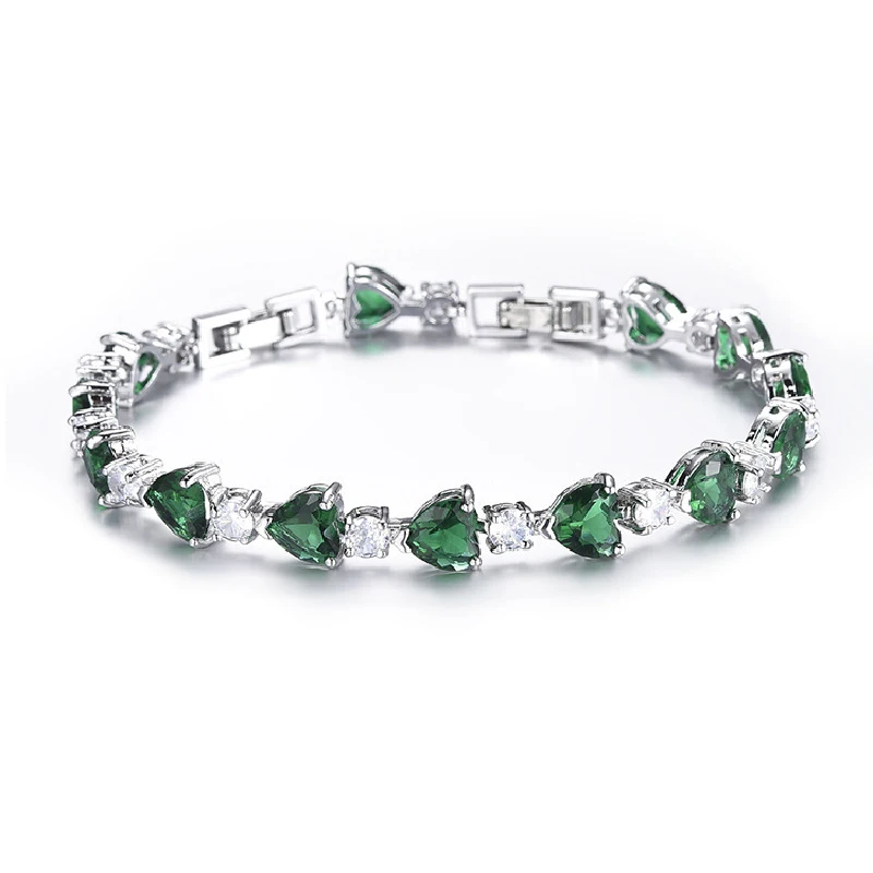 HuiSept Women Bracelet 925 Silver Jewelry with Zircon Gemstone Heart Shaped Hand Accessories for Wedding Party Gifts Wholesale