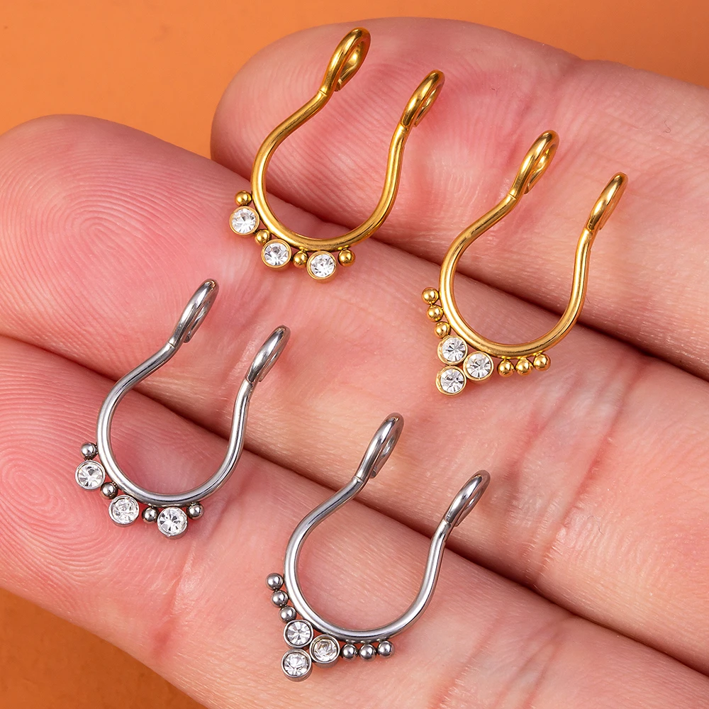1pc 316L Surgical Steel Fake Nose Ring Fake Septum Fake Nose Studs