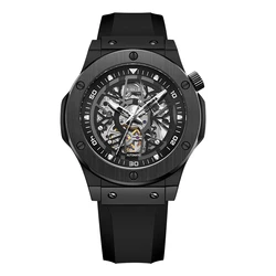 LIGE Men's Luxury Automatic Stainless Steel Luminous Watch (Black)