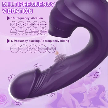 3 IN 1 Dildo Vibrator 5 Speed Slapping Sucking Clitoral Stimulation Female Masturbator 10 Frequencies Vibrating Sex Toy 2