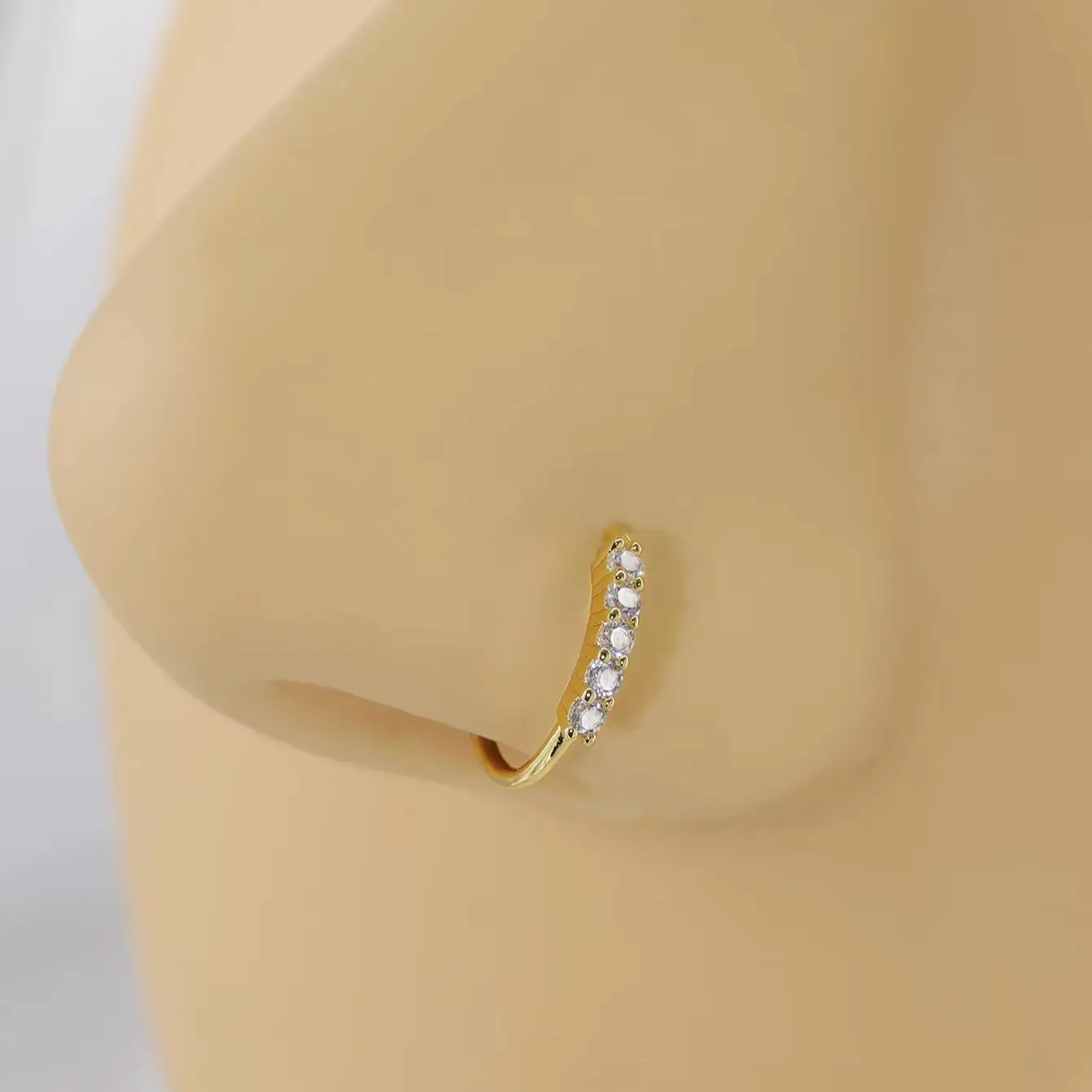 Nose Stud Nose Pierced Ring Earrings Single-row miniature zircon Ultra-sparkle Fine Drill Exquisite Drill Opening Ring