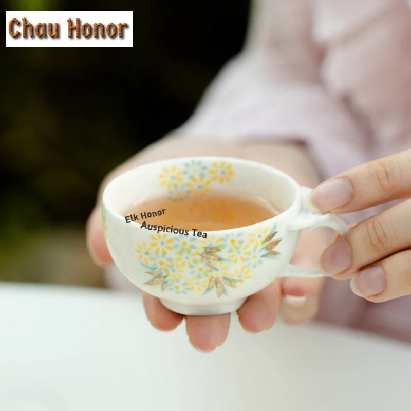 Hand-painted Peach Blossoms Travel Tea Set Kit Creative 1 Pot 2 Cups Tea Brewing Organizer Portable Camping Stock Bags for Tea