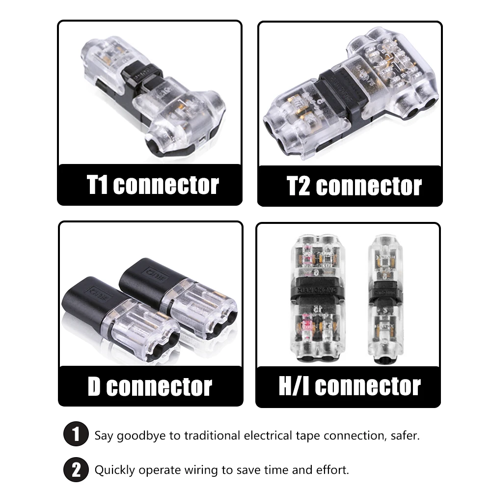 Wire Connector 5/10Pcs 2Pin Pluggable Quick Splice Electrical Cable Crimp Terminals for Wires Wiring 8-22AWG LED Car Connectors