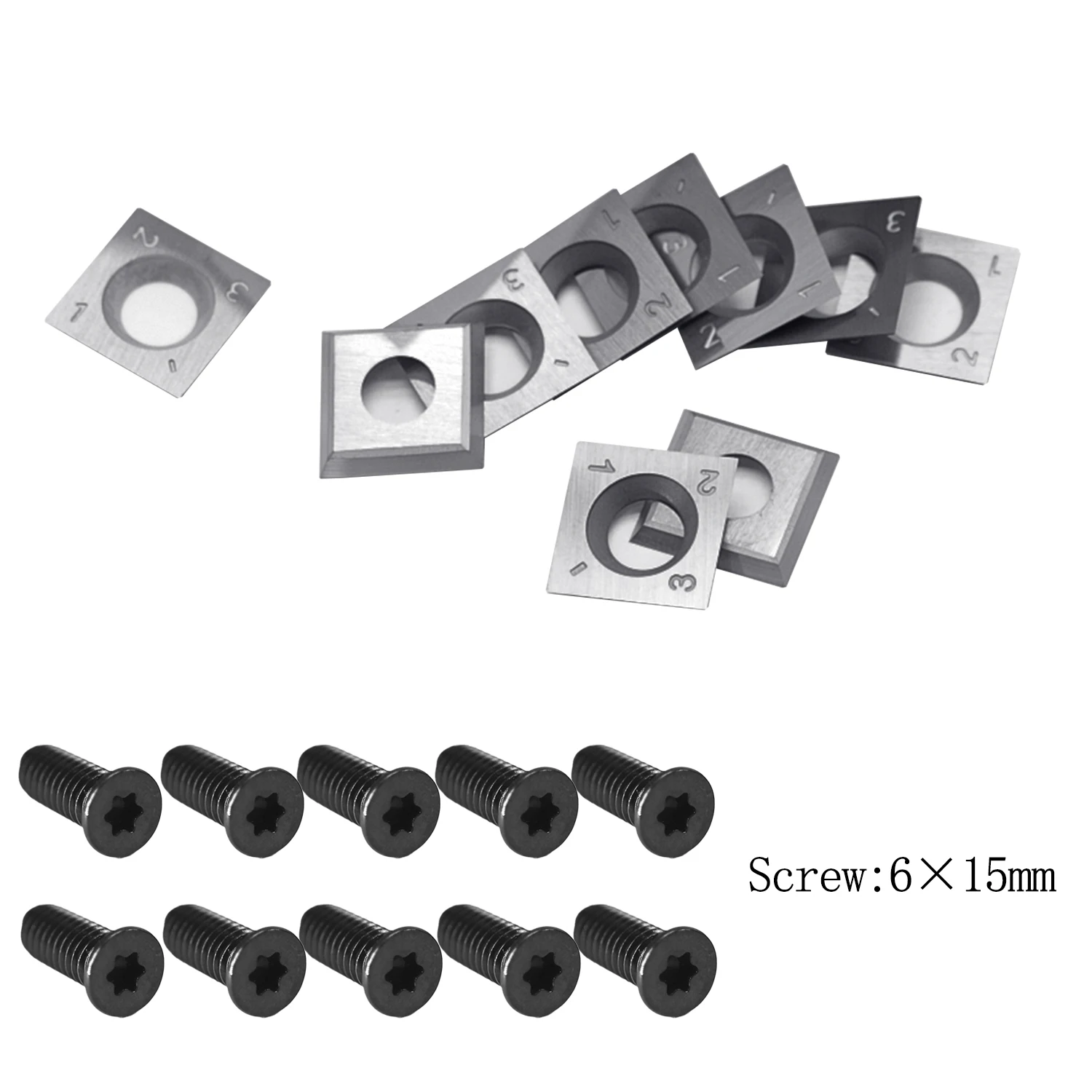 14x14x2mm-4R0.5 Carbide Cutters Replacement Square Straight for Grizzly T21348 and Woodworking Spiral Helical Planer Head 10pcs 3