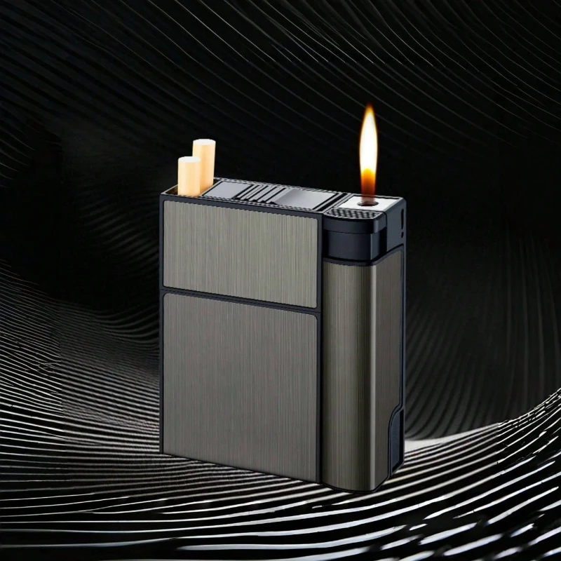 Stylish Metal Cigarette Case with Built-In Lighter, Anti-Pressure & Moisture-Proof Design, Holds 20 Standard Cigarettes