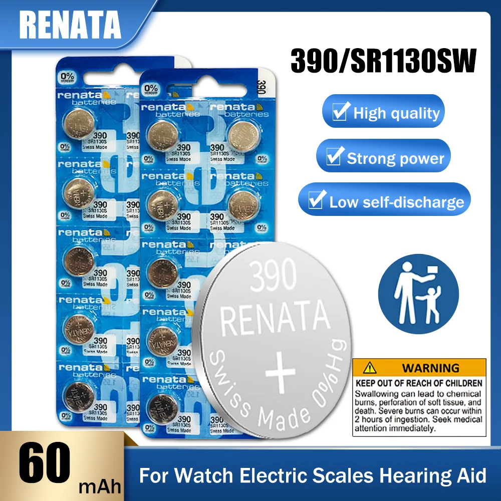 Sr1130sw Pile Renata 390 Ã©equivalent Watch Battery Pile Montre Renata 390  SR1130SW 1,55V