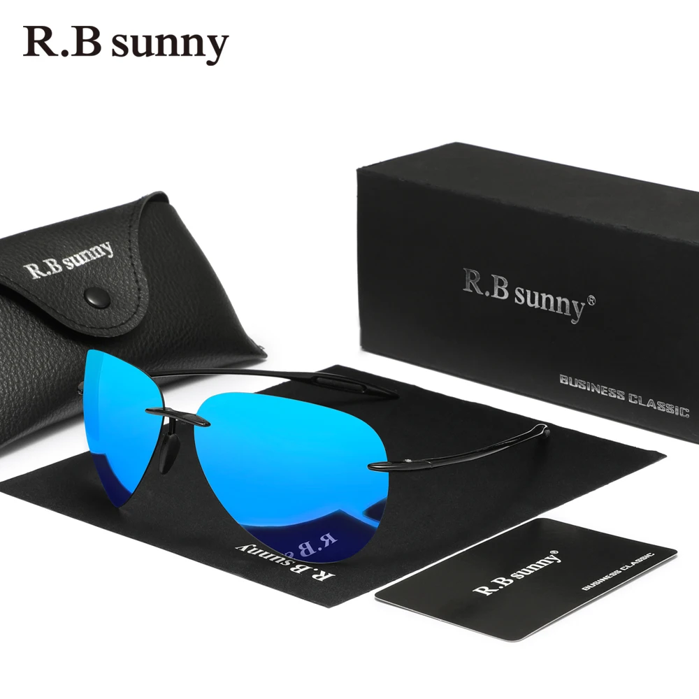 RBsunny TR90 무테 선글라스 남녀공용, 파일럿 무테 선글라스, 디자이너 미러 렌즈, 레저 안경, 초경량