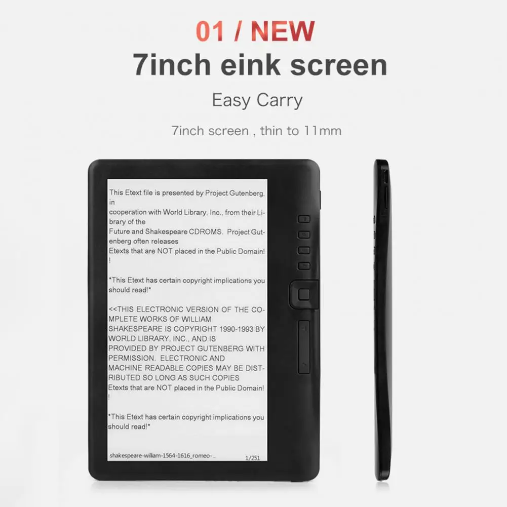 1 Set Intelligent Digital Reader Reliable Adjustable Brightness E-book Reader 400Typ Contrast Ratio E-Reader