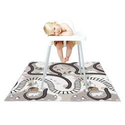51in Washable Highchair Splat Floor Mat Anti-Slip Silicone Spot Mess Mat Food Catcher Art Craft Leak Mat Washable Portable
