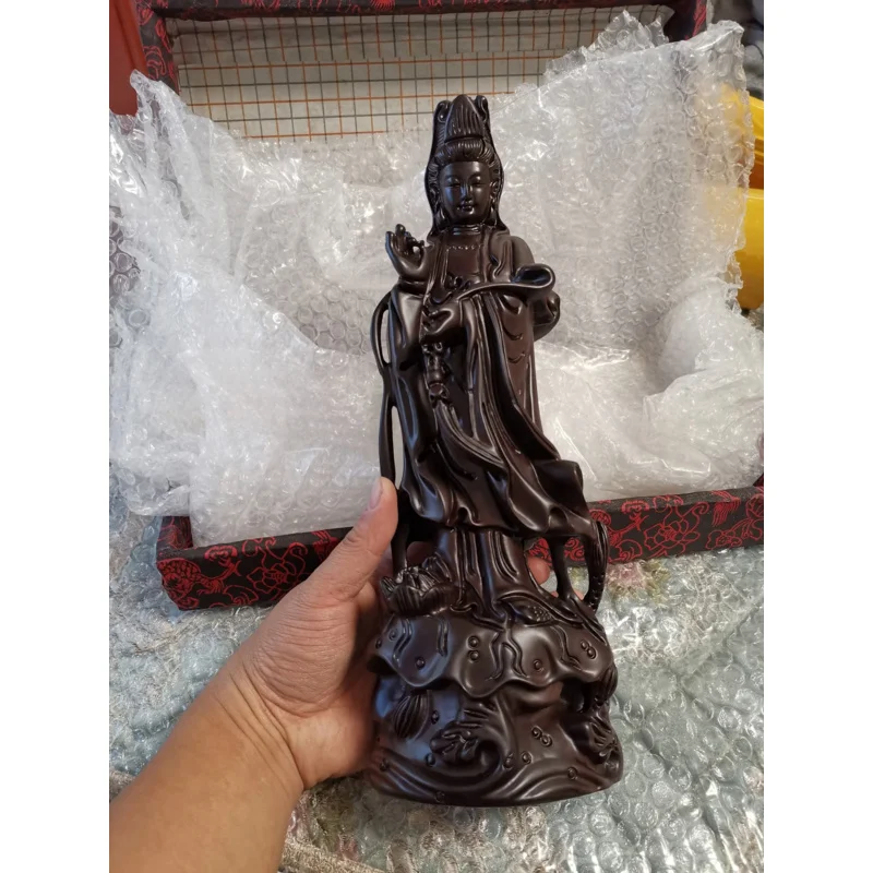

30CM Large Southeast Asia HOME Family TOP Spiritual Guanyin Buddha God bless safe good luck Rosewood Handmade carving art statue