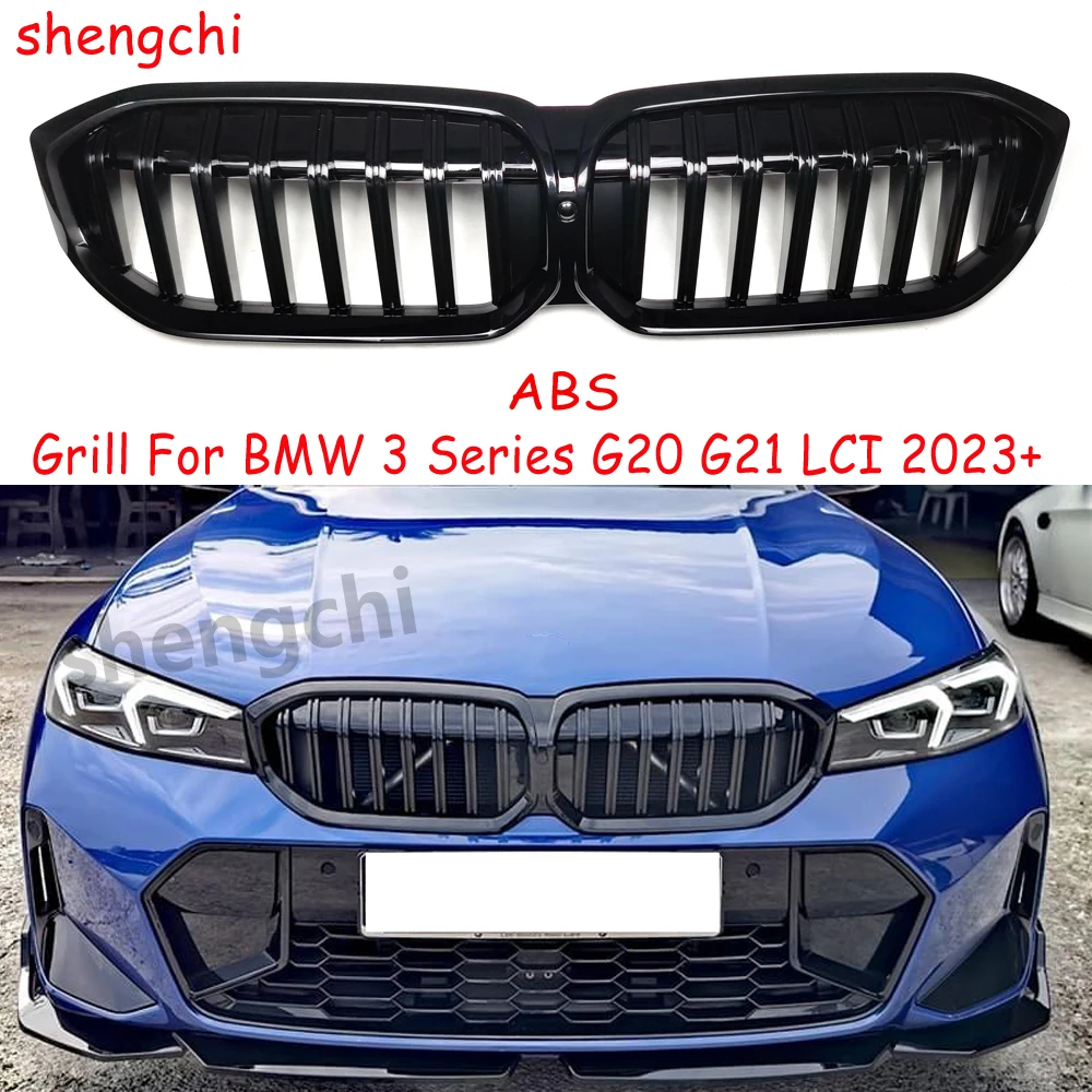 ABS Glossy Black Front Bumper Hood Kidney Replacement Grille For