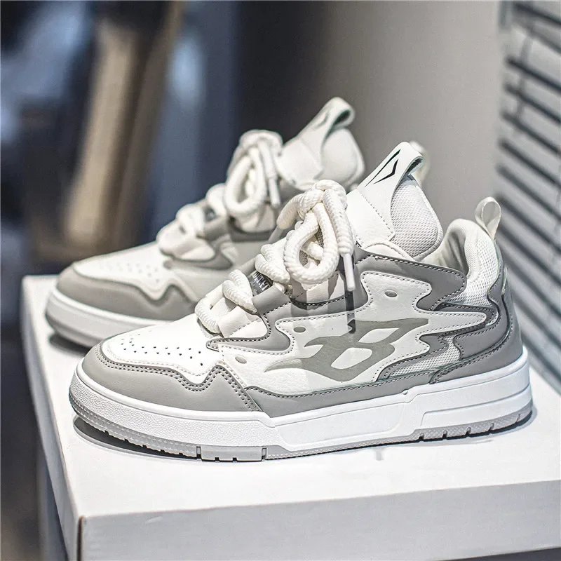 

2023 NEW Style Pu Leather Men Sneakers Casual Breathable Fashion Designer Sports Shoes Male Outdoor Comfortable Skateboard Shoes
