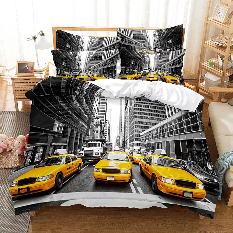

Stad Beddengoed Dekbedovertrek Set 3d Digital Printing Bed Linnen Mode Ontwerp Trooster Cover Beddengoed Sets Bed Set