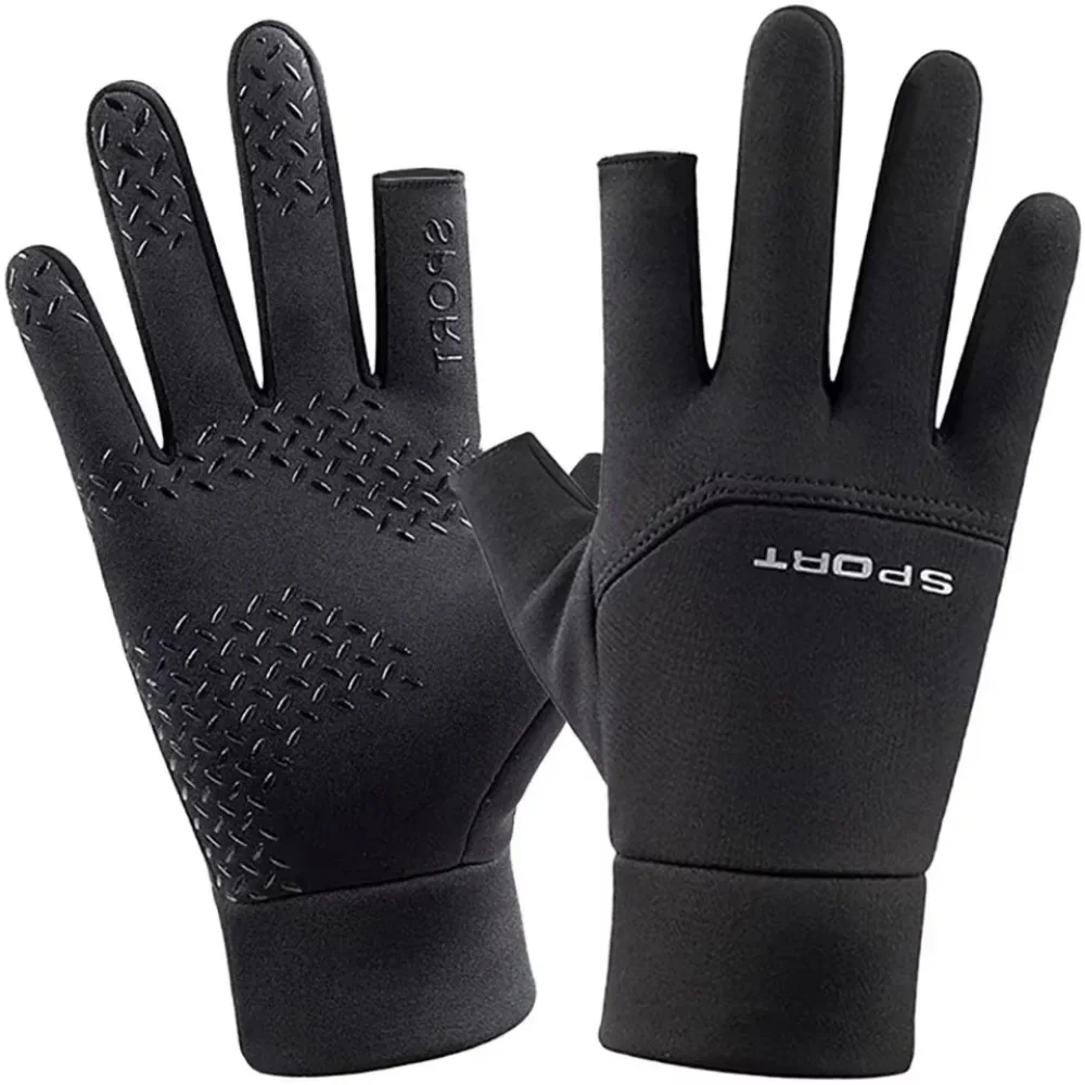 New 1 Pair Winter Fishing Gloves Women Men Universal Keep Warm Fishing Protection Anti-slip Gloves 2 Cut Fingers Outdoor Angling 4