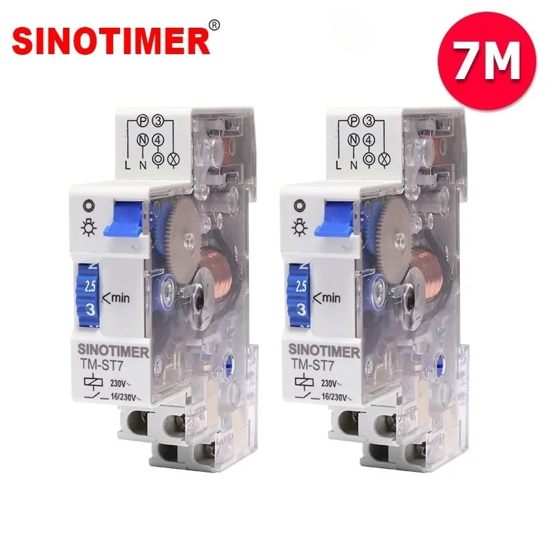 18mm Einzelmodul 20 Minuten oder 7 Minuten Intervall DIN-Schienen-Treppenhaus-Timer-Schalter für Treppenhausbeleuchtung Zeitsteuerung 220V AC