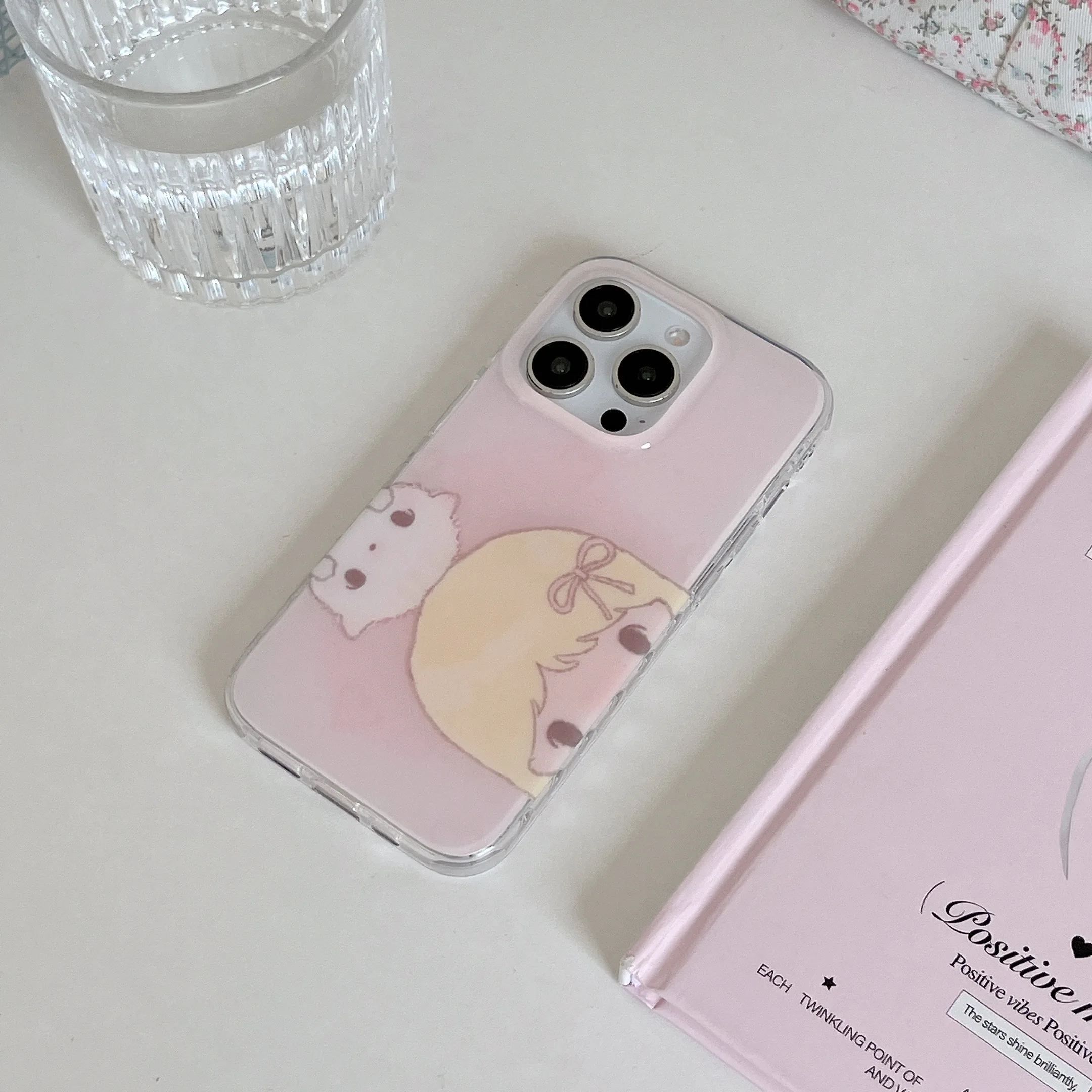 Cartoon Pink Background Cute Cat & Girl Lovely Phone Case Cover Capa
