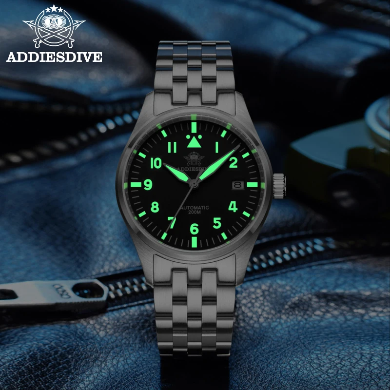 ADDIESDIVE Men's Automatic Mechanical Wristwatch 200meters waterproof Stainless Steel Sapphire Glass Watches relógio mecanico