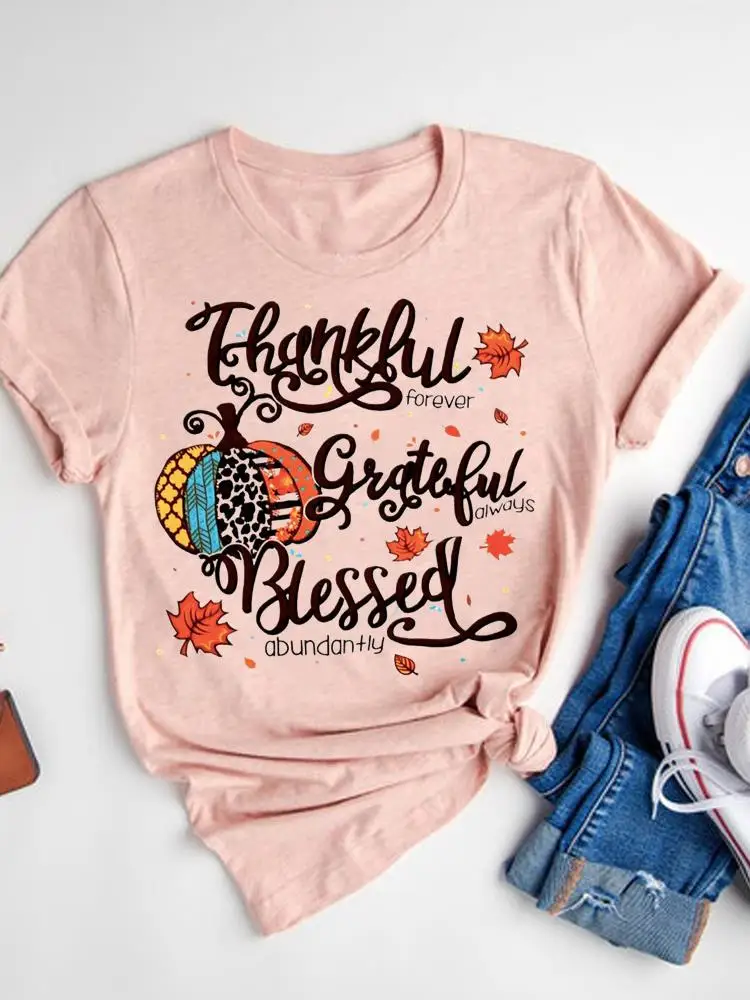 Halloween Fall Autumn T-shirt Ladies Thanksgiving Love Pumpkin Spice Basic Tee Top Clothes Women Graphic Print T Shirt173_voghion.com