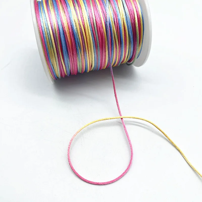 10yards 1.0mm Gradual Change Colourful Chinese Knot Line Cord Silk Satin Cord Nylon DIY Handmade Knitting String Cords nylon cord,satin cord,silk cord