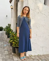 AS 2025 Maxi Girls dress Set High Quality Modal Fabric New Spring Summer Cute Floral Printing Big Girls ClothesSet 1