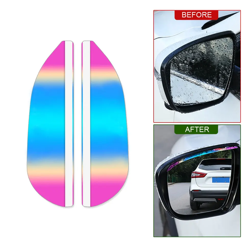 Visiera Parasole Per Specchietti Auto Antipioggia: 2 Pezzi Con Design A Diamanti, Copertura Laterale Universale In PVC. Facile Installazione! - 2