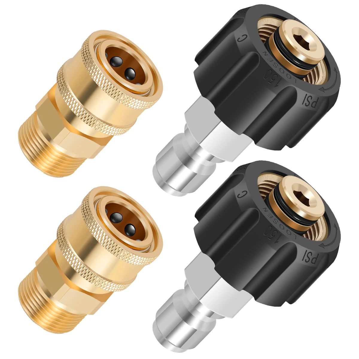 

4Pcs Pressure Washer Adapter M22 14mm High Pressure Washer Quick Connector Fittings 5000PSI Pressure Washer Hose Adapter