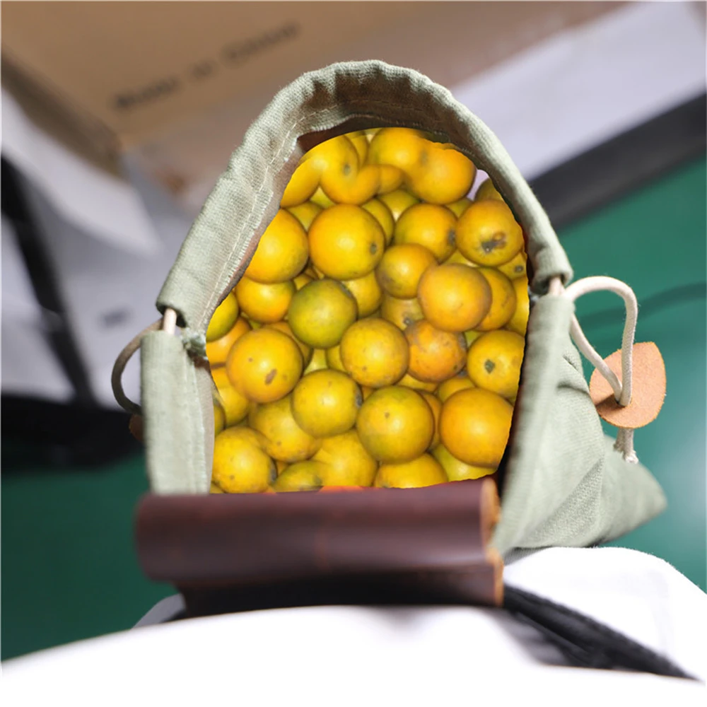 New Portable Outdoor Hiking Foraging Bag Fruit Picking Pouch Collapsible Berry Puch Storage Leather Bushcraft Canvas Bag Camping