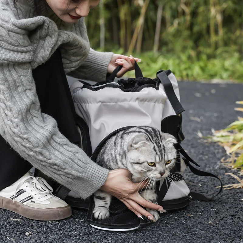 Solid Color Large Capacity Lightweight Cat Bag Outdoor Portable Pet Bag Outdoor Portable Pet Winter Warm Cat