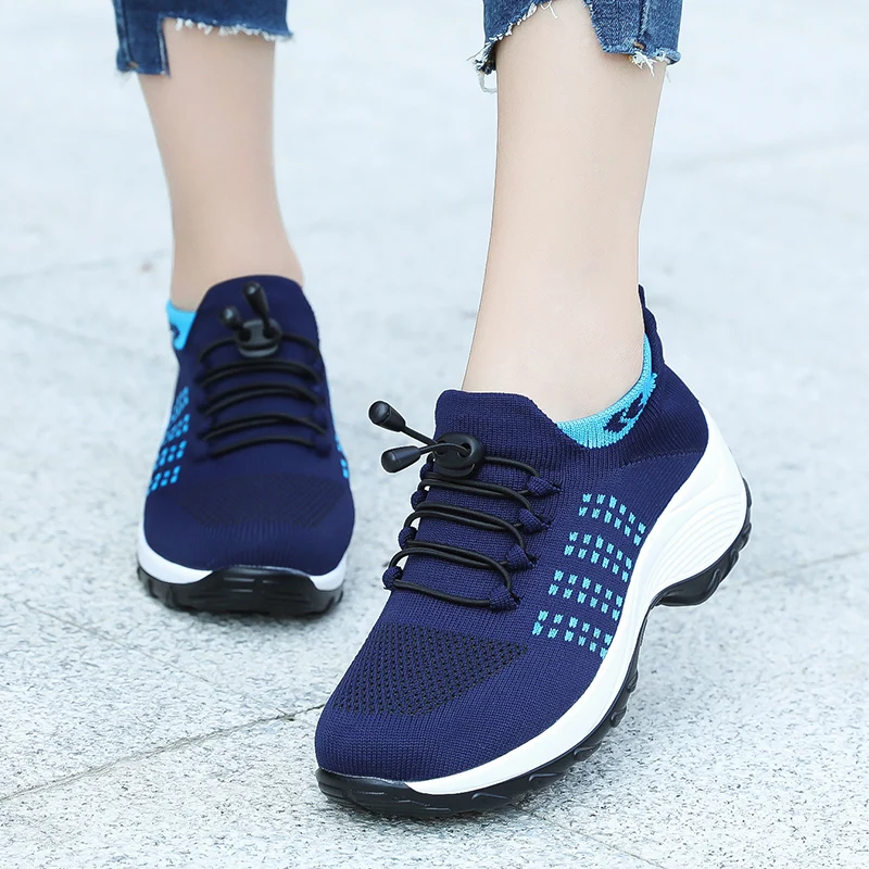 35-42 Platform Women's Running Shoes Breathable Women Sneakers Outdoor Female Casual Shoes Elastic Band Vulcanized