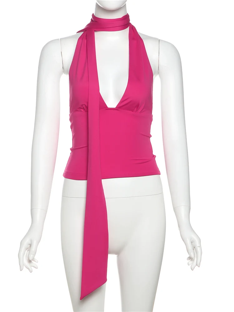 Weird Puss Scarf Tank Tops Women Backless Irregular Summer Trend Hottie Hipster Trend Sexy Wild Classic Streetwear Basic Vest Best Sellers In Women's Clothing