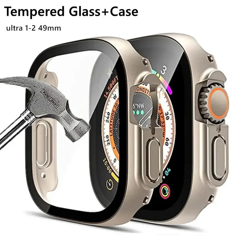 Glass+case Screen Protector Tempered film For Apple Watch Ultra 2 49mm