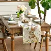 Easter Bunny Butterfly Eggs Flowers Linen Table Runner Holiday Party Decor Spring Kitchen Dining Table Runner Easter Decorations 3
