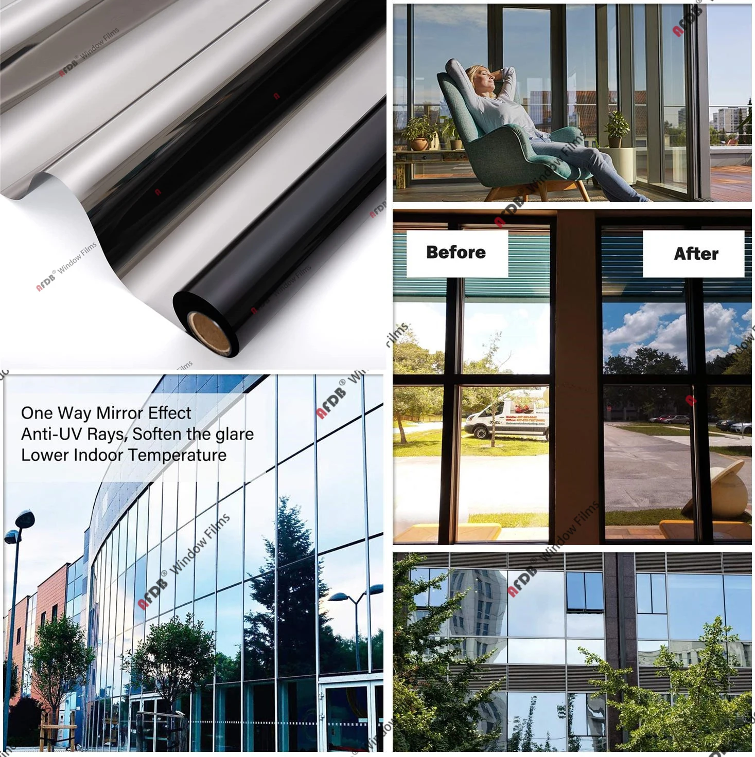 Pellicola per vetri a specchio unidirezionale pellicola per vetri  riflettente argento tinta autoadesiva per finestre a blocchi solari  controllo del calore Anti UV - AliExpress