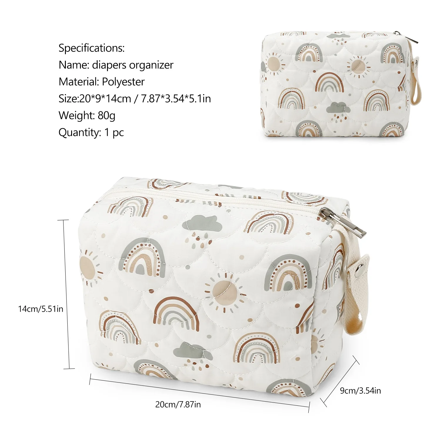 حقيبة حفاضات الطفل مقاوم للماء حقيبة الحفاض قابلة لإعادة الاستخدام الرطب/الجاف تخزين حقيبة يد لعربة السفر الأم الحقيبة قوس قزح المطبوعة