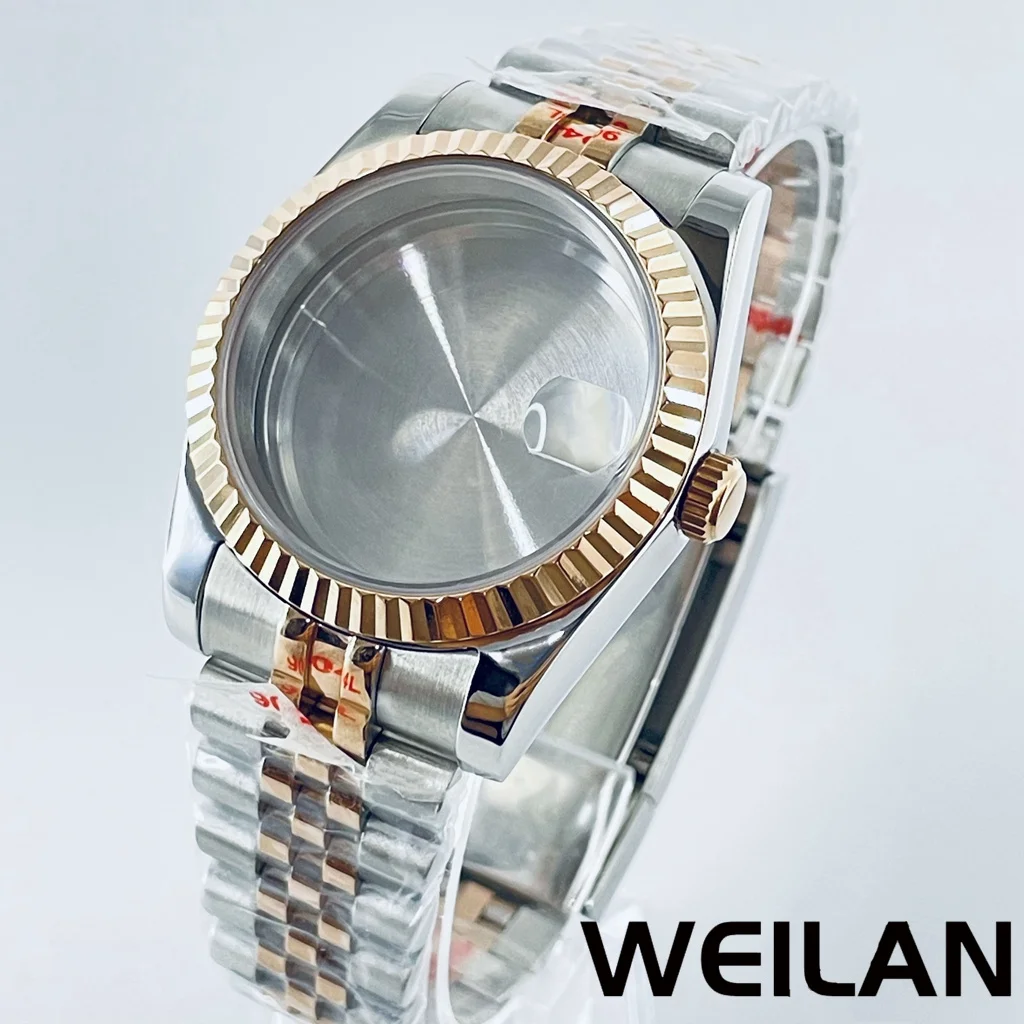 Premium Silver & Gold Waterproof Watch Case with Sapphire Crystal
