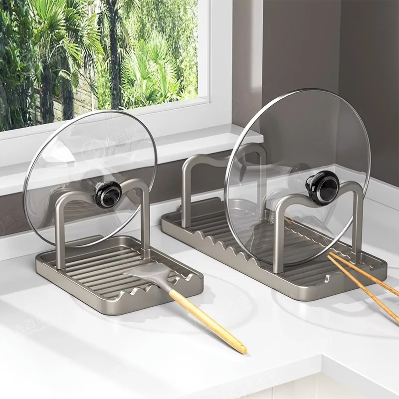 Floor Standing Pan Pot Lid Holder Stand Rack Spoon Rest Pot Lid Spatula Soup Spoon Storage Shelf Pot Lid Rack Kitchen Storage 2