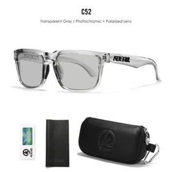 KDEAM Unisex Polarized Square Sunglasses with Zipper Case (C52 photochromic)