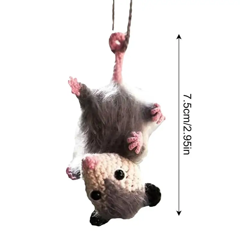 Cute Opossum Car Charm Rearview Mirror Decor Charm Animal Opossum Car Hanging Decoration Car Widgets Rearview Mirror Accessories
